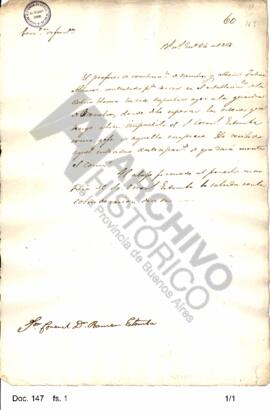 Copia de una nota dirigida por Rosas al coronel Estomba comunicándole la contratación del maestro...