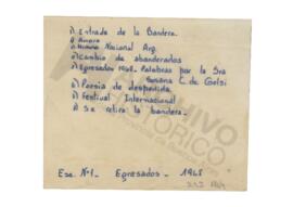Invitación al acto de egresados de la Escuela Primaria Nº1. La Plata. 1968.