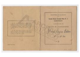 Boletín de calificaciones de Carlos. 5to año, 2ºBA 1973