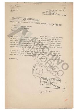 Informe de Ramón Antonio Arosa sobre la información sobre el Oficial Superior que en 1977 comanda...