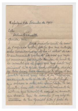 Carta enviada a Adelina por Luis María Alaye. 1951, Tapalqué. Con sobre