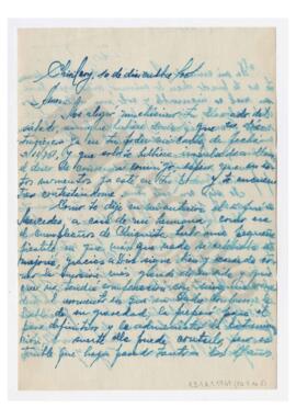 Carta enviada a Luis María Alaye por Adelina. 1951, Carhué.