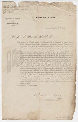 Circular firmada por Mariano Acosta, 1862