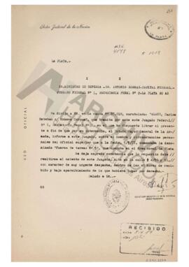 Solicitud del Juez Federal De la Serna al Ministro de Defensa Raúl Antonio Borrás sobre identific...