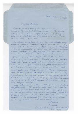 Carta aérea enviada a Adelina desde Falkenberg, Suecia. Firmada por Marita. 1984