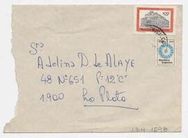 Sobre dirigido a Adelina. Rte: F.G.P de L. María Leonor Lopez de Antoniadis. Buchard 889, La Luci...