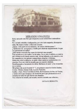 Carpeta “Escuelas de Chivilcoy. Sus orígenes” con un escrito de Licia, planillas de estadísticas ...