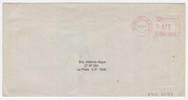 Sobre dirigido a Adelina, sin remitente 1999