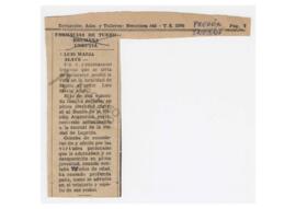 Recorte de diario Pregón. Defunción de Luis M. Alaye 1968