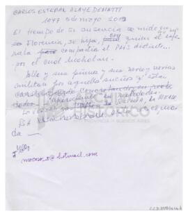 Manuscritos que escribió Adelina para el aniversario de la desaparición de Carlos en 2012