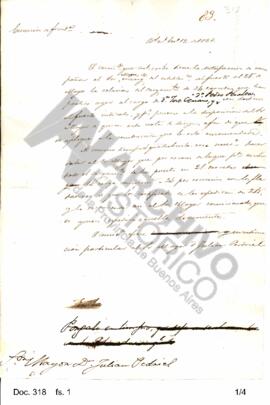 Borrador de un oficio dirigido a Perdriel con una relación de la carga conducida por las carretas...