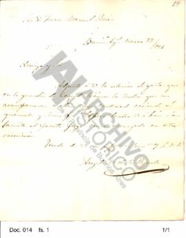 Carta de Ángel M. de la Oyuela enviada a Rosas reclamándole un importe de gastos ocasionados por ...