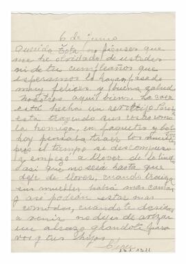 Carta enviada a Adelina por su madre. 1972