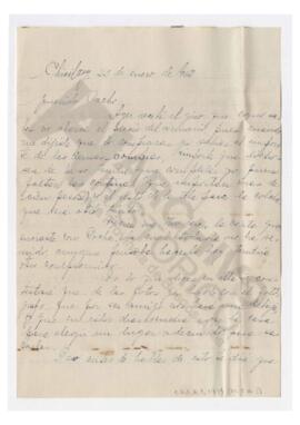 Carta enviada a Luis María Alaye por Adelina. 1952, Chivilcoy.