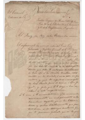 Comunicación de Antonino Reyes al juez de paz de la Ensenada, 1840