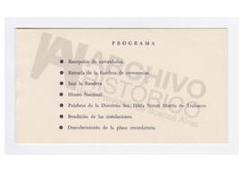 Tarjeta de invitación al acto inaugural de la Escuela Nº 501 del Distrito De Brandsen, 1971