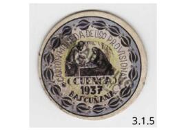 1 cartón moneda de uso provisional correspondiente a Cuenca 1937, del Municipio de Bascuñana