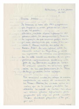 Carta enviada a Adelina desde Falkenberg, Suecia. Firmada por Margareta, y Marita. 1983