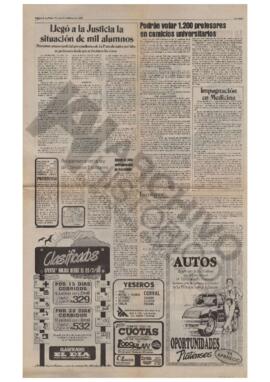 Recorte diario El Día "Llegó a la Justicia la situación de mil alumnos". 1989