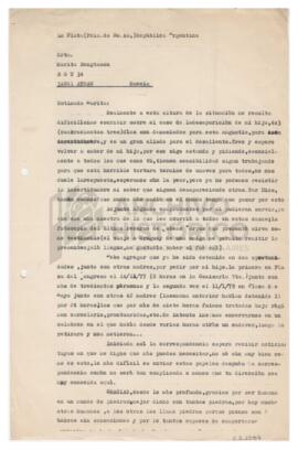 Carta enviada a Marita Bengtsson, Suecia
