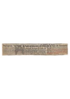 “Impugnan “In Voce” la aplicación por un Juez de la Ley de Amnistía”, La Razón,1983
