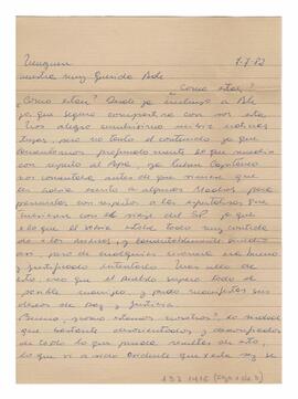 Carta enviada a Adelina desde Neuquén. Firmada por Moni (Mónica Lafit). 1982