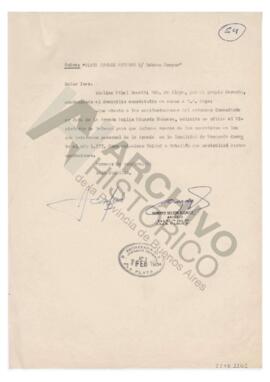 Solicitud de Adelina al Juez Federal sobre Massera, solicitando informe acerca de operativos dond...