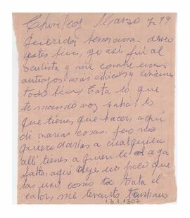 Carta enviada a Adelina desde Chivilcoy. Firmada, Nena. 1999