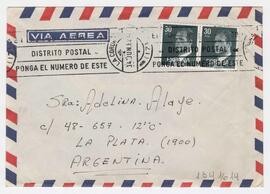 Sobre dirigido a Adelina. Rte: José Luis Fernandez Bazán. Fraternidad 27 “La Coruña”, España. 1982