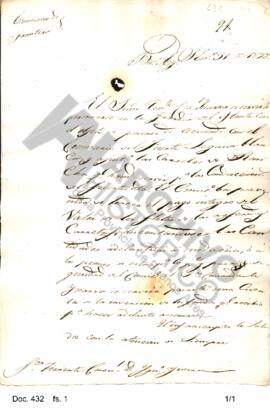 Nota enviada por la Comisión de Fronteras al teniente coronel Ignacio Inarra en la cual le ordena...