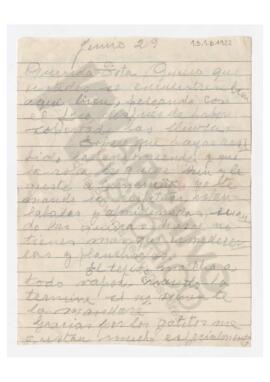 Carta enviada a Adelina por su madre