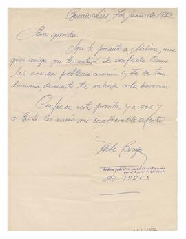 Correspondencia recibida por la Sra. Adelina de la Sra Hebe Bugpú. 1982