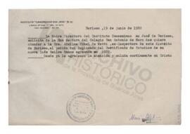 Solicitud del certificado de estudios de Inés Emilce Ramos al Colegio San Antonio de Mercedes, fi...