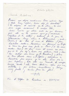 Correspondencia recibida por Adelina. Carta de Tito. España. 1979