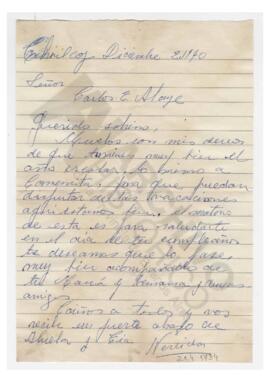Carta de tía Nereida dirigida a Carlos. Chivilcoy, 1970