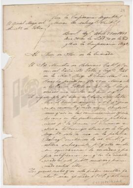 Circular dirigida al Juez de Paz de Ensenada de Agustín Garrigón, 1845