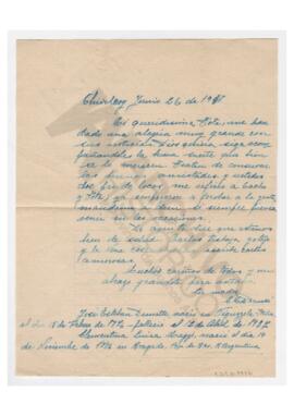 Carta enviada a Adelina por su madre, Chivilcoy, 1948