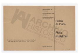 Programa del recital de piano de Flora Nudelman 1972