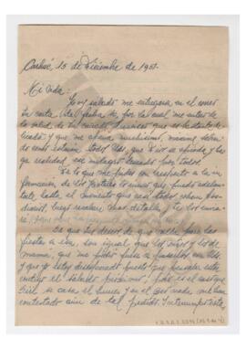 Carta enviada a Adelina por Luis María Alaye. 1951. Con sobre