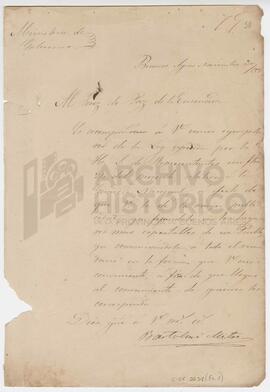 Nota firmada por Bartolome Mitre, 1852