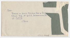 Sobre enviado a la Sra. Teresa de Jesús Ramallo, Vda de Cannizo (hijo). U.9. La Plata.