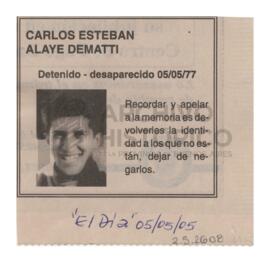 Recordatorio de Carlos publicado en el diario El Dia, 2005