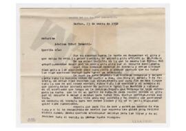 Carta enviada a Adelina por Luis María Alaye. 1952, Carhué. Con sobre