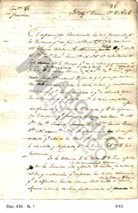 Borrador de una  nota redactada por la Comisión de Fronteras en la cual se pone a disposición del...