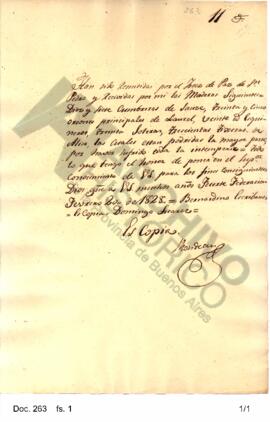 Copia de una nota de Escribano acerca del recibo de maderas. 1828