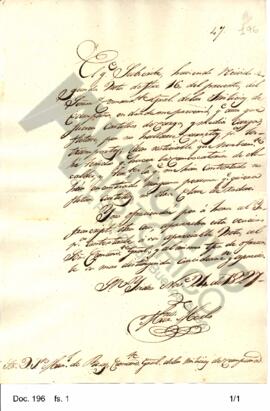 Mariano Merlo comunica a Rosas la imposibilidad de convocar diversos fletes. 1827