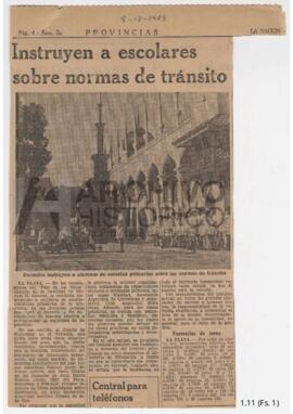"Instruyen a escolares sobre normas de transito", La Nación 1969