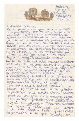 Carta enviada a Adelina. Firmada por Git Malcom. 1988
