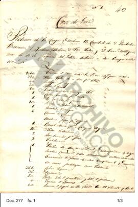 Descripción de la carga que conducen las carretas pertenecientes a particulares y al Estado. 1827