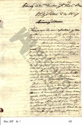 Borrador de una carta de Rosas remitida a Mariano Acha y Juan Francisco Ulloa donde expone alguna...